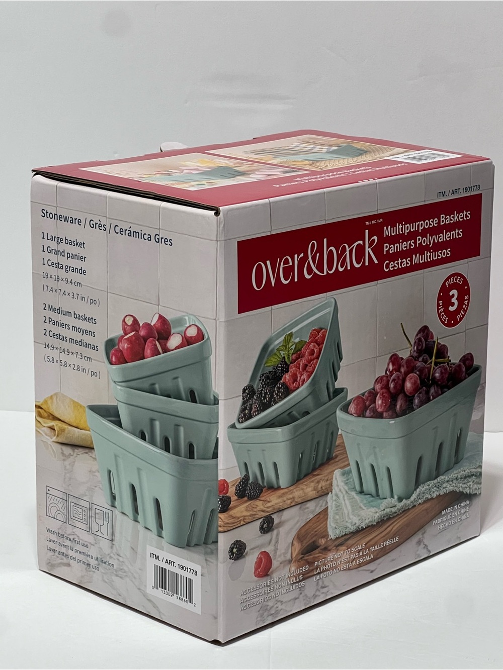 NEW over&back 3-piece Multipurpose Berry Baskets- Green - Picture 8 of 10